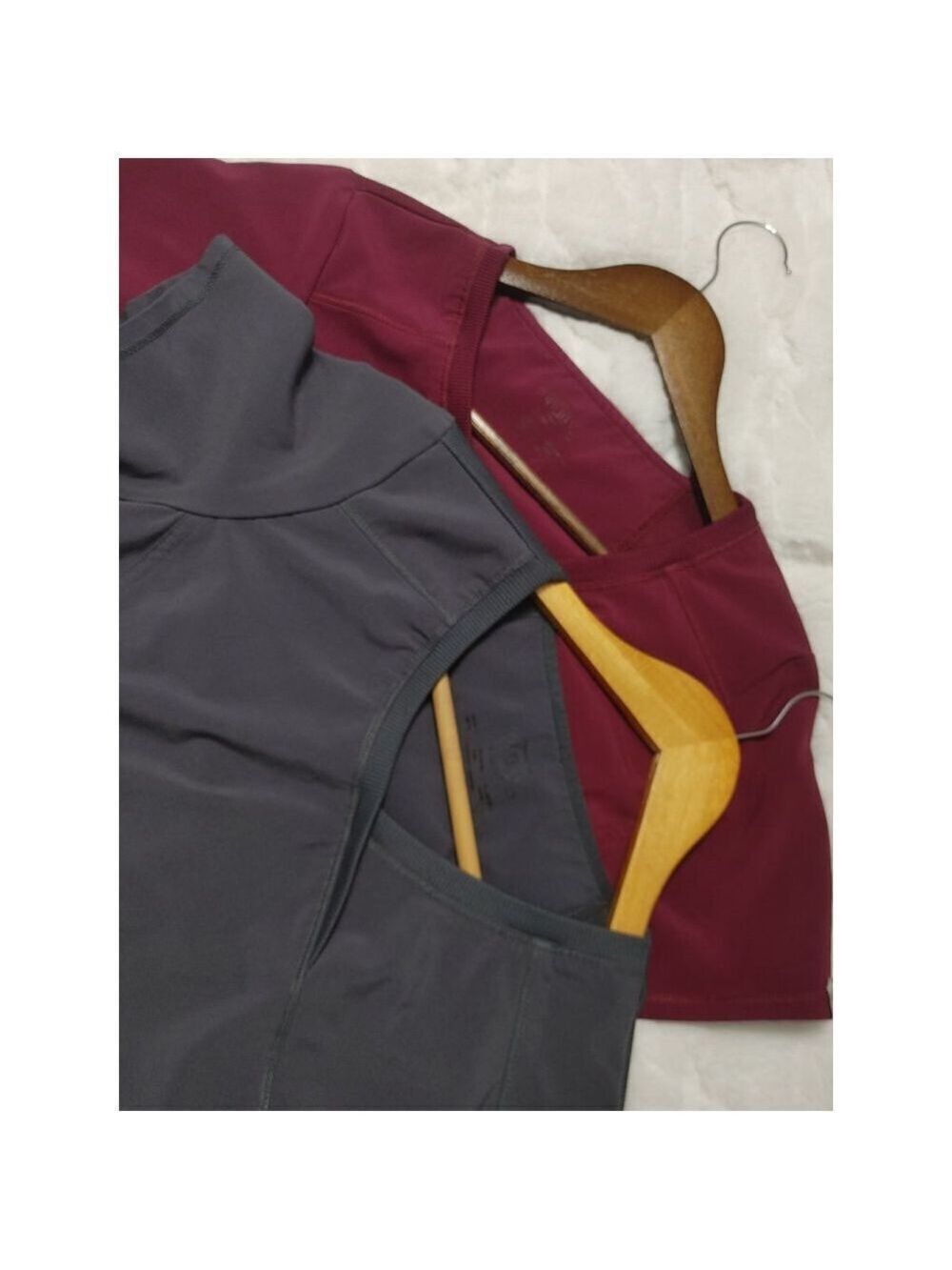 2-Women's Cherokee Infinity Short Sleeve Scrub Top S Dark Gray/Cranberry